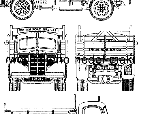 Грузовик Bedford OSBT 5-ton Tipper - чертежи, габариты, рисунки