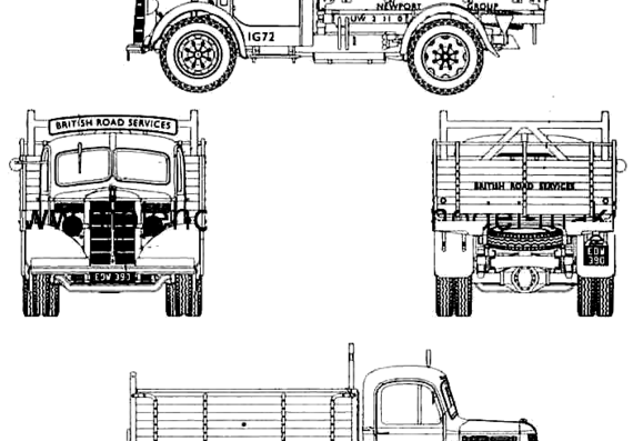Грузовик Bedford OSBT 5-ton Tipper swb - чертежи, габариты, рисунки
