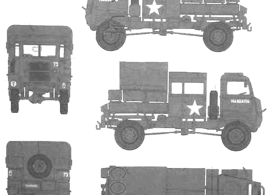 Грузовик Bedford QLB 4x4 Bofors Gun Tractor - чертежи, габариты, рисунки