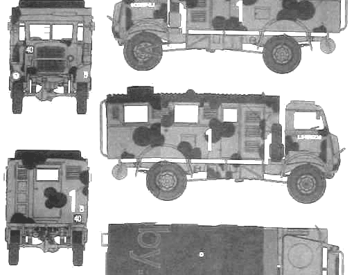 Bedford QLR 3 ton 4x4 Wireless truck - drawings, dimensions, figures