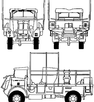 Bedford QL + 6 Pdr At Gun truck - drawings, dimensions, figures
