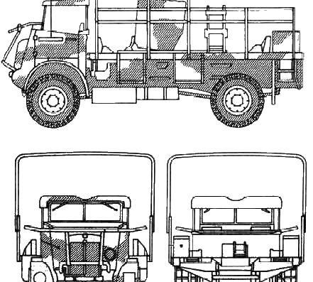 Грузовик Bedford QL Gun Tractor (1943) - чертежи, габариты, рисунки