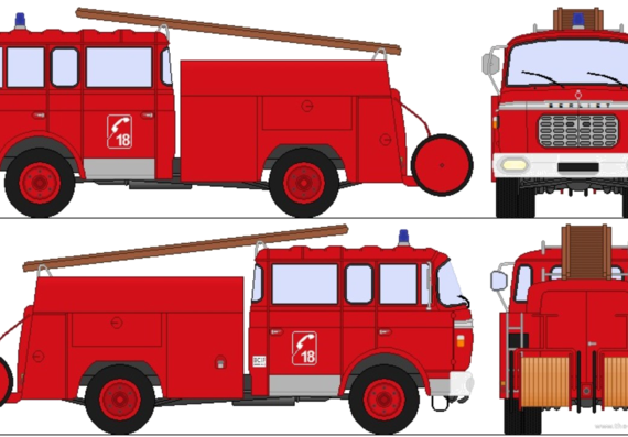 Berliet GLK Pompier truck - drawings, dimensions, figures