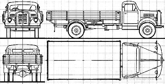 Грузовик Borgward B555 (1961) - чертежи, габариты, рисунки