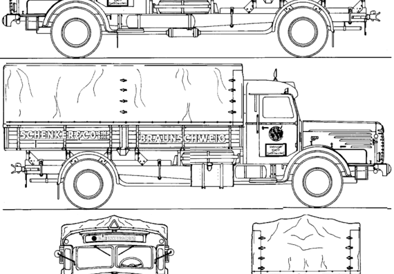 Bussing 8000S 13 truck - drawings, dimensions, figures