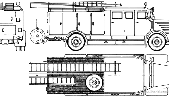 Bussing 8000 Fire Truck (1942) - drawings, dimensions, pictures