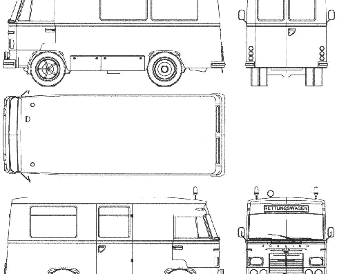 Грузовик Bussing Miesen Fire Truck (1965) - чертежи, габариты, рисунки