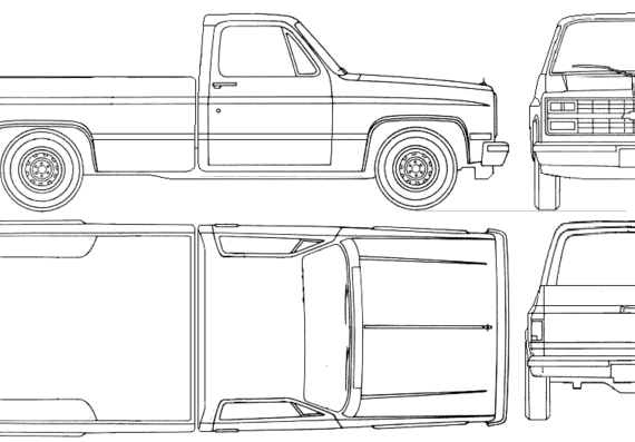 Грузовик Chevrolet C-K (1985) - чертежи, габариты, рисунки