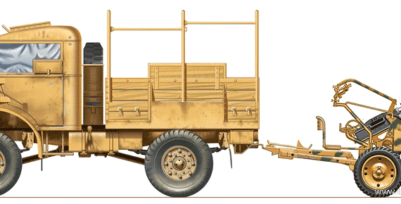 Chevrolet CMP 15cwtv 4x4 + Breda 20-65 truck - drawings, dimensions, figures
