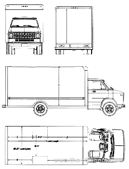 Грузовик Chevrolet P Hi-Cube Van (1990) - чертежи, габариты, рисунки