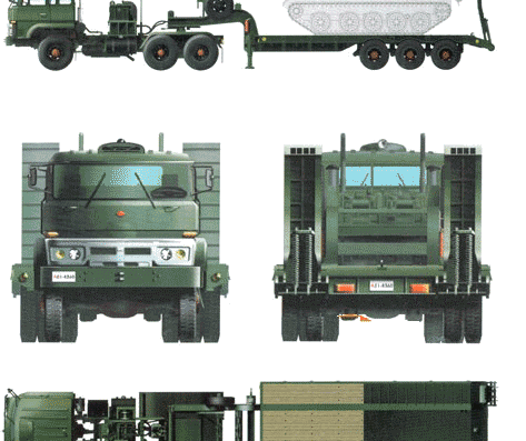 Chinese 50 Ton Tank Transporter truck - drawings, dimensions, pictures