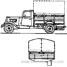 Citroen U 23 Armee truck (1939) - drawings, dimensions, pictures