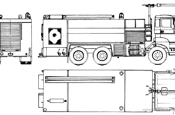 Грузовик DAF 6x4 Fire Truck (1980) - чертежи, габариты, рисунки