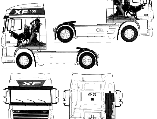 Грузовик DAF XF105-2 - чертежи, габариты, рисунки