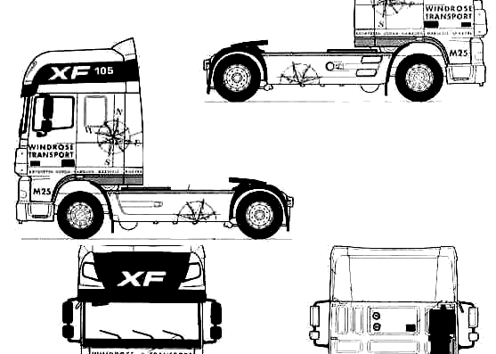 Грузовик DAF XF105-3 - чертежи, габариты, рисунки