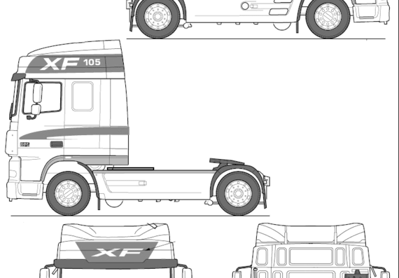 Грузовик DAF XF 105 Space Cabin - чертежи, габариты, рисунки