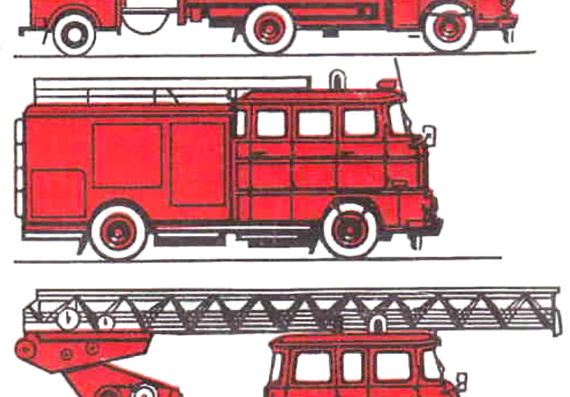 Грузовик DDR Fire Truck - чертежи, габариты, рисунки