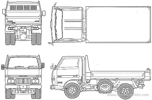 Грузовик Daihatsu Delta 2t Dump Truck - чертежи, габариты, рисунки