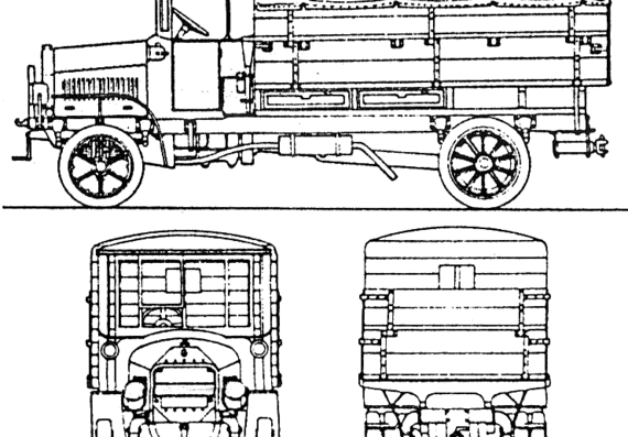 Грузовик Daimler Marienfelde Truck WWI (1915) - чертежи, габариты, рисунки