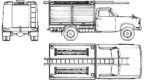 Грузовик Dodge D-200 Fire Truck (1978) - чертежи, габариты, рисунки