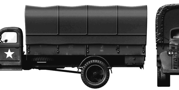 Грузовик Dodge T203B 1.5-ton 4x4 - чертежи, габариты, рисунки