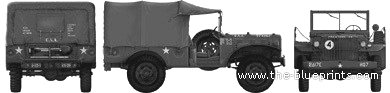 Dodge WC-52 truck - drawings, dimensions, figures