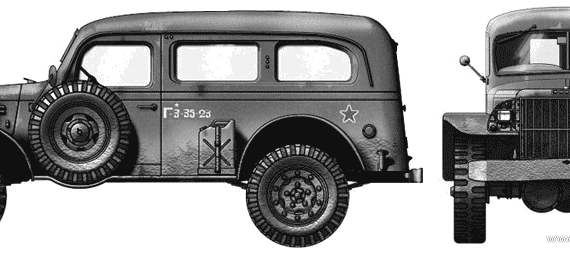 Грузовик Dodge WC-53 Carryall 4x4 - чертежи, габариты, рисунки