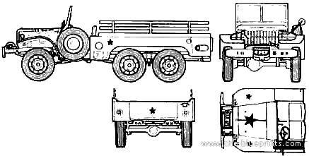 Грузовик Dodge WC-62 6x6 1.5ton - чертежи, габариты, рисунки