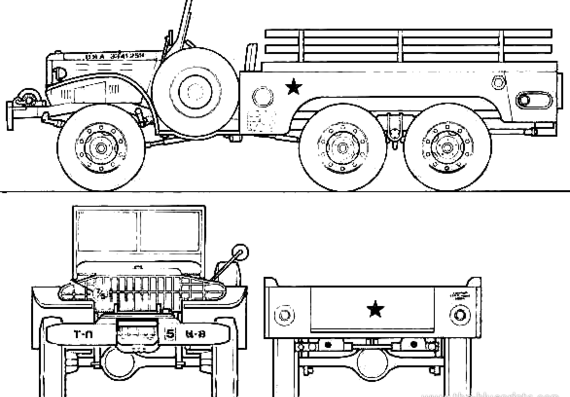 Грузовик Dodge WC-63 6x6 1.5t - чертежи, габариты, рисунки