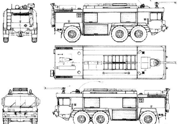 Грузовик Faun FL 22.30-45v 6x4 Flugfeld Fire Truck (1986) - чертежи, габариты, рисунки