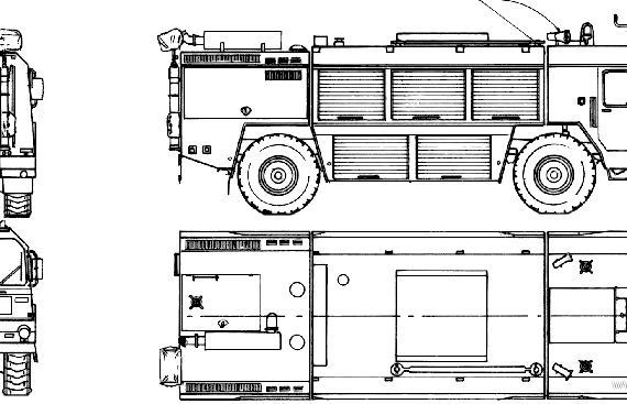 Грузовик Faun LF 16.30-45v 4x4 Flugfeld Fire Truck (1986) - чертежи, габариты, рисунки