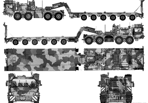 Грузовик Faun SLT-56 Tank Transporter - чертежи, габариты, рисунки