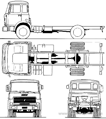 Грузовик Fiat 130NC 4x2 - чертежи, габариты, рисунки