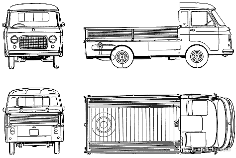 Грузовик Fiat 241 TN Pick-up (1973) - чертежи, габариты, рисунки