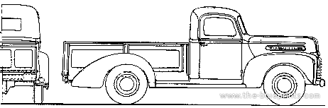 Грузовик Ford 1-ton Pick-up (1946) - чертежи, габариты, рисунки