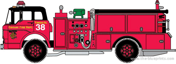 Ford C Fire Pumper truck - drawings, dimensions, pictures