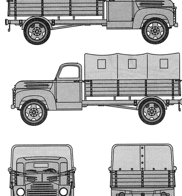 Грузовик Ford D G798 BA (1953) - чертежи, габариты, рисунки