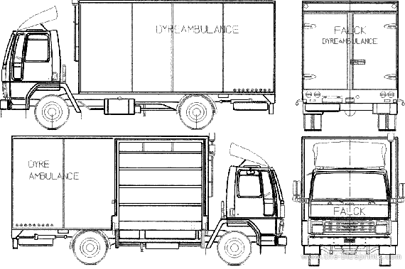 Грузовик Ford E Cargo 0912 Fire Truck (1981) - чертежи, габариты, рисунки