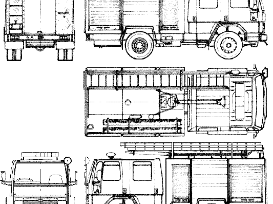 Грузовик Ford E Cargo 1117 Fire Truck (1985) - чертежи, габариты, рисунки