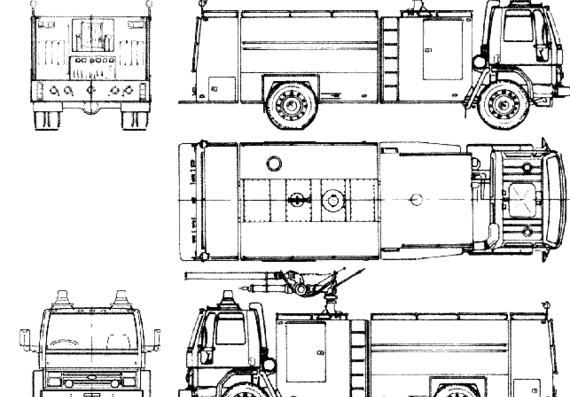 Грузовик Ford E Cargo 1418 Fire Truck (1985) - чертежи, габариты, рисунки