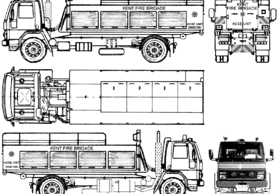 Грузовик Ford E Cargo 1617 Fire Truck (1986) - чертежи, габариты, рисунки