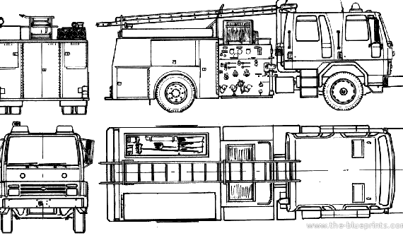 Грузовик Ford E Cargo 1618 Fire Truck (1985) - чертежи, габариты, рисунки