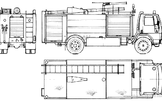 Грузовик Ford E Cargo 1620 Fire Truck (1985) - чертежи, габариты, рисунки