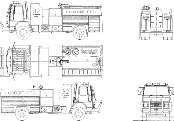 Грузовик Ford E Cargo 1621 Fire Truck (1986) - чертежи, габариты, рисунки