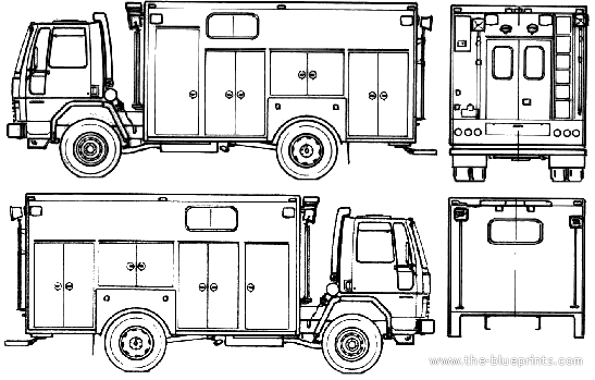Грузовик Ford E Cargo CF6000 Fire Truck (1985) - чертежи, габариты, рисунки