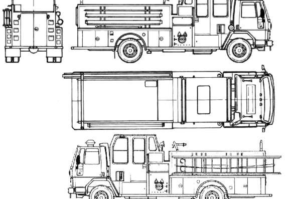 Грузовик Ford E Cargo CF6000 Fire Truck (1990) - чертежи, габариты, рисунки