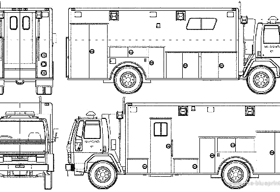 Грузовик Ford E Cargo CF8000 Fire Truck - чертежи, габариты, рисунки