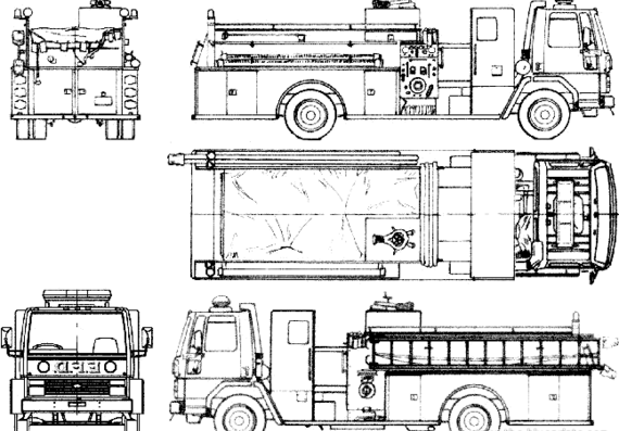 Грузовик Ford E Cargo CF8000 Fire Truck (1985) - чертежи, габариты, рисунки