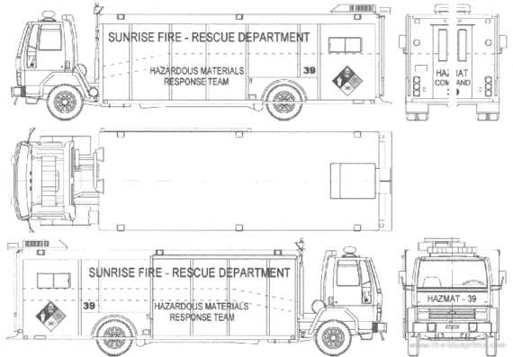 Грузовик Ford E Cargo CF8000 Fire Truck (1988) - чертежи, габариты, рисунки