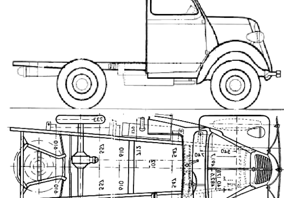 Ford E Fordson Chassis truck (1950) - drawings, dimensions, pictures